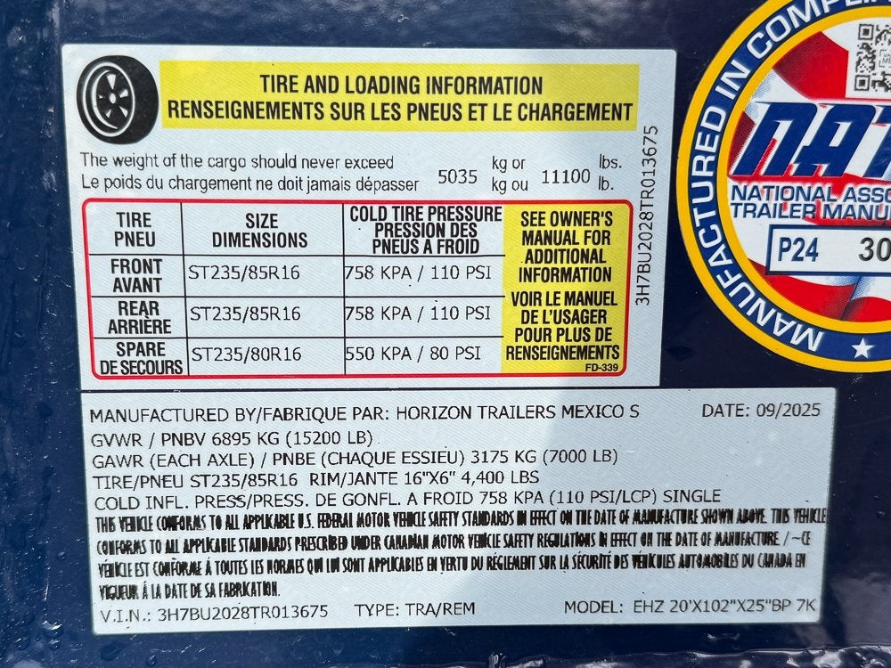 20' Horizon EHZ Bumper Pull Equipment Trailer Mega Ramps - (2) 7K Axles - Equipment Trailers - Stryker Dealership Group