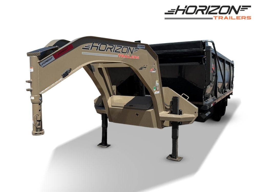 20 Horizon HZH Gooseneck Dump Trailer 48" Side Walls Hydraulic Jacks - (2) 12k Axles - Dump Trailers - TrailerSwap