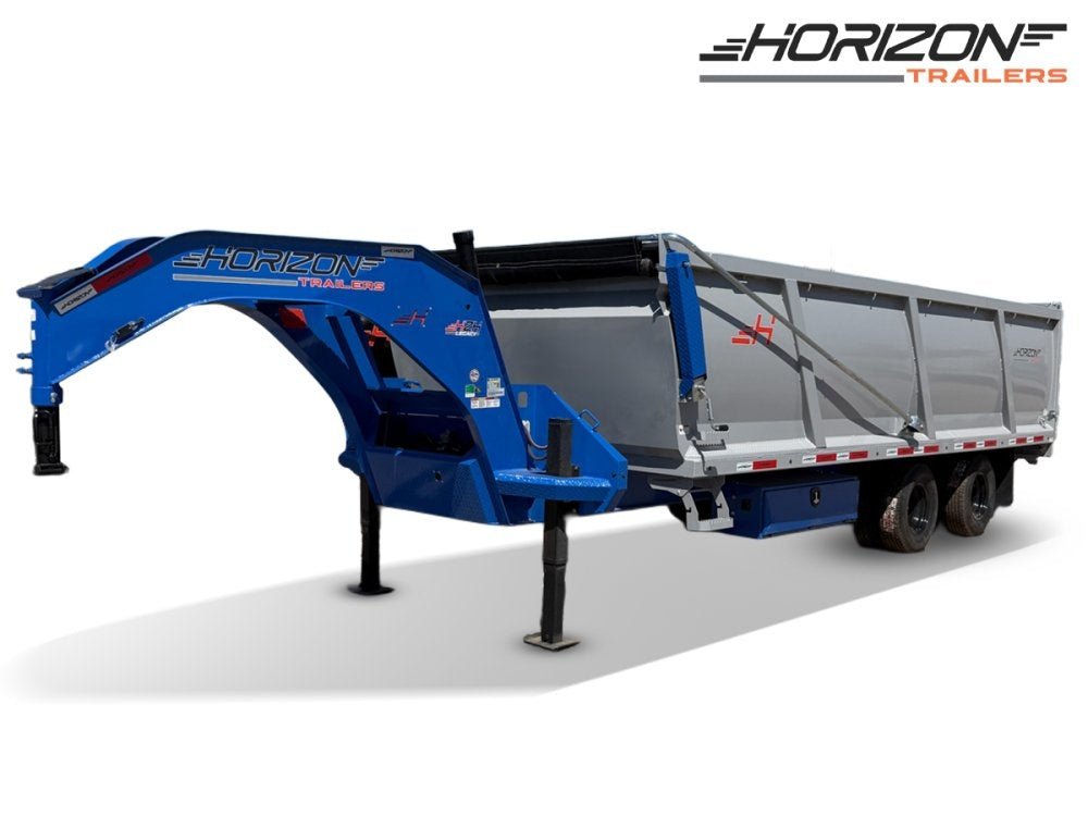 20 Horizon HZH Gooseneck Dump Trailer 48" Side Walls Hydraulic Jacks - (2) 12k Axles - Gooseneck Dump - Dump Trailers - TrailerSwap
