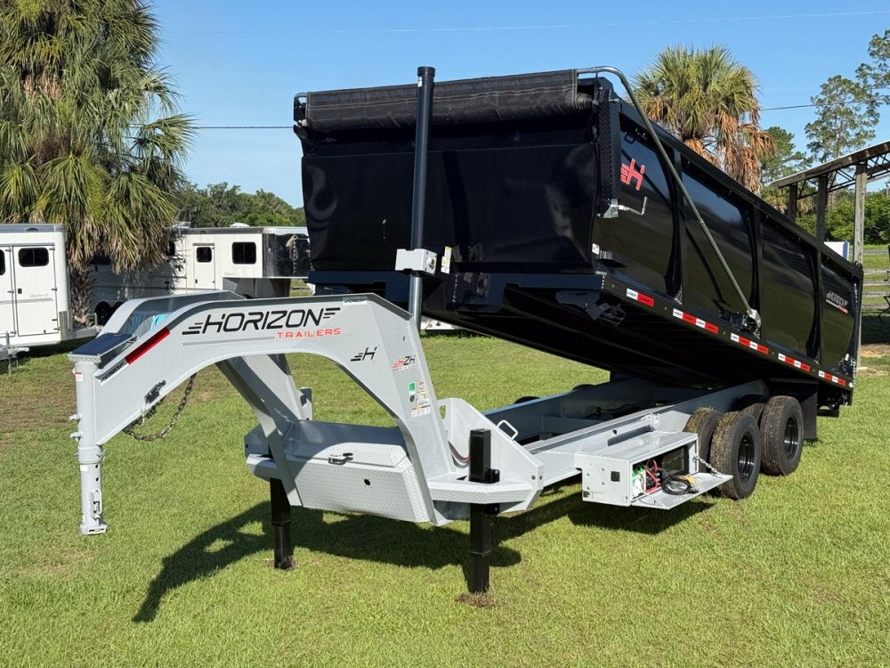20 Horizon HZH Gooseneck Dump Trailer 48" Side Walls Hydraulic Jacks - (2) 12K Axles - Gooseneck Dump - TrailerSwap