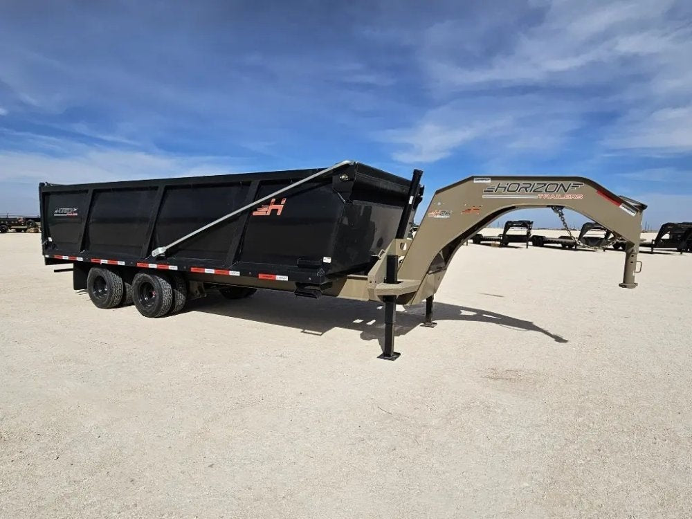 20 Horizon HZH Gooseneck Dump Trailer 48" Side Walls Hydraulic Jacks Telescopic - (2) 10K Axles - Gooseneck Dump - TrailerSwap