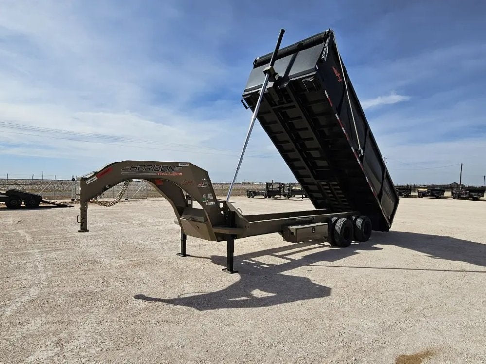 20 Horizon HZH Gooseneck Dump Trailer 48" Side Walls Hydraulic Jacks Telescopic - (2) 10K Axles - Gooseneck Dump - TrailerSwap