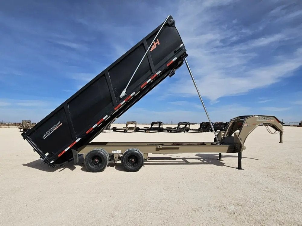 20 Horizon HZH Gooseneck Dump Trailer 48" Side Walls Hydraulic Jacks Telescopic - (2) 10K Axles - Gooseneck Dump - TrailerSwap
