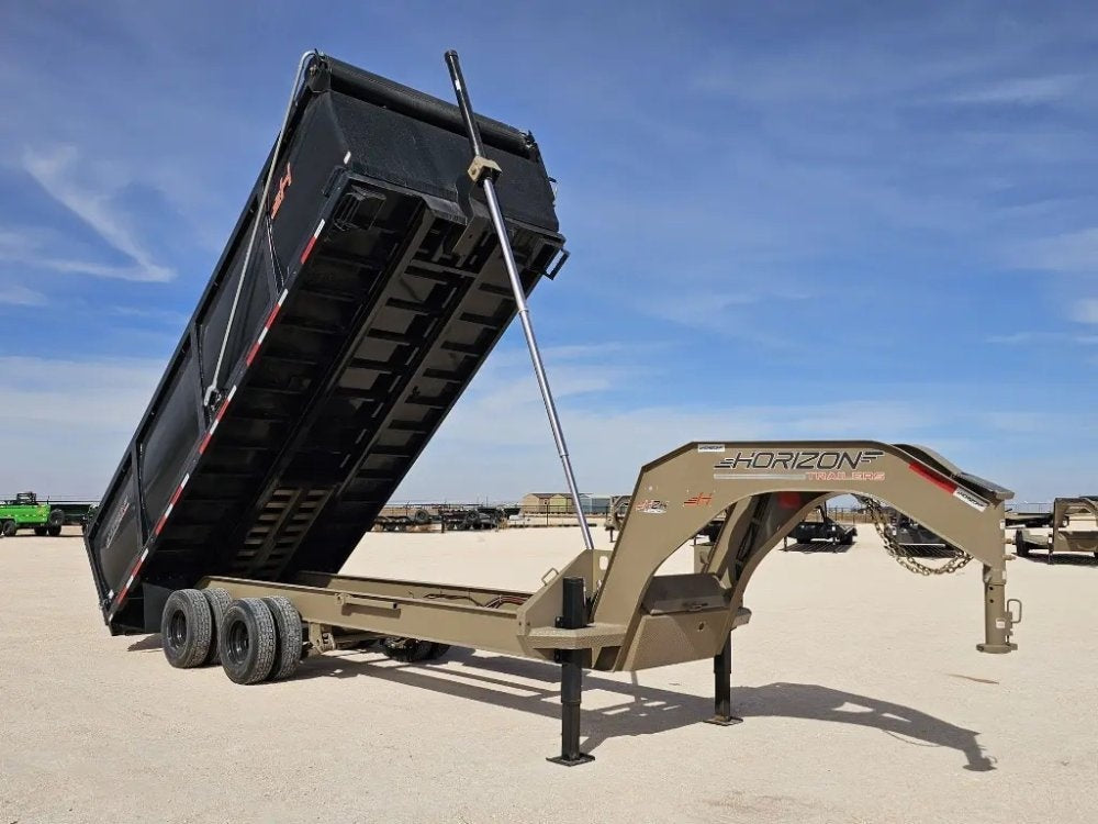 20 Horizon HZH Gooseneck Dump Trailer 48" Side Walls Hydraulic Jacks Telescopic - (2) 10K Axles - Gooseneck Dump - TrailerSwap