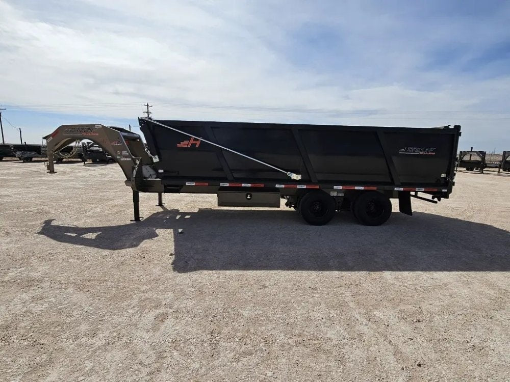 20 Horizon HZH Gooseneck Dump Trailer 48" Side Walls Hydraulic Jacks Telescopic - (2) 10K Axles - Gooseneck Dump - TrailerSwap