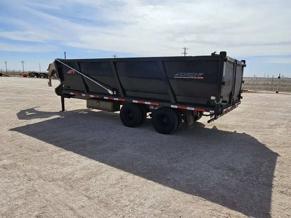 20 Horizon HZH Gooseneck Dump Trailer 48" Side Walls Hydraulic Jacks Telescopic - (2) 10K Axles - Gooseneck Dump - TrailerSwap