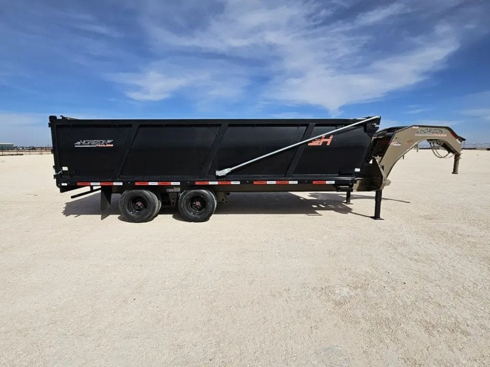 20 Horizon HZH Gooseneck Dump Trailer 48" Side Walls Hydraulic Jacks Telescopic - (2) 10K Axles - Gooseneck Dump - TrailerSwap