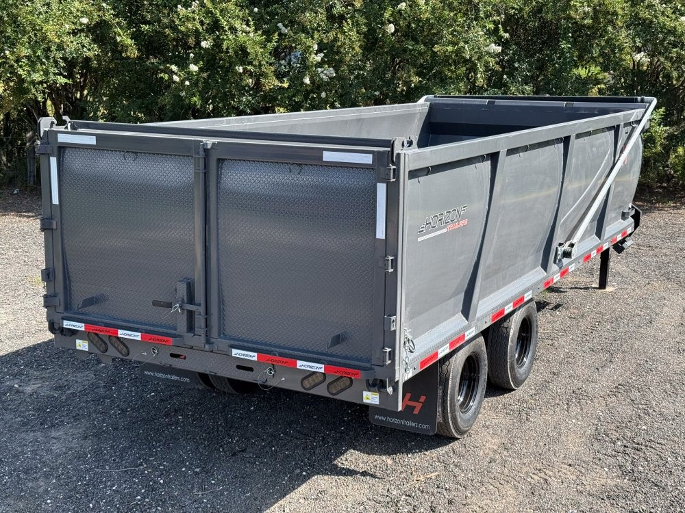 20' HZH GN Dump Trailer w/ 4' Walls (2) 10k Axles, 3-Way Door, Hydraulic Jacks - Gooseneck Dump - Dump Trailers - TrailerSwap