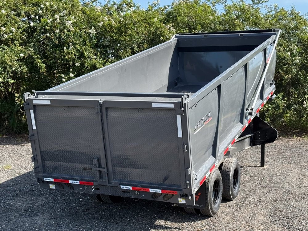 20' HZH GN Dump Trailer w/ 4' Walls (2) 10k Axles, 3-Way Door, Hydraulic Jacks - Gooseneck Dump - Dump Trailers - TrailerSwap