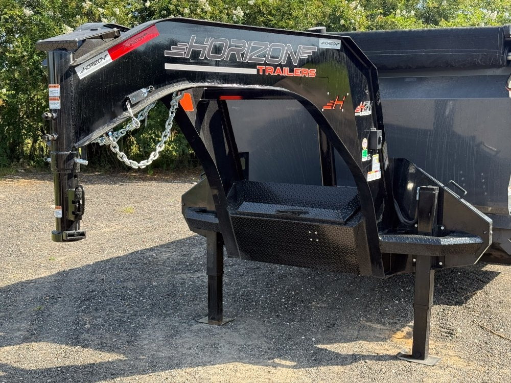 20' HZH GN Dump Trailer w/ 4' Walls (2) 10k Axles, 3-Way Door, Hydraulic Jacks - Gooseneck Dump - Dump Trailers - TrailerSwap