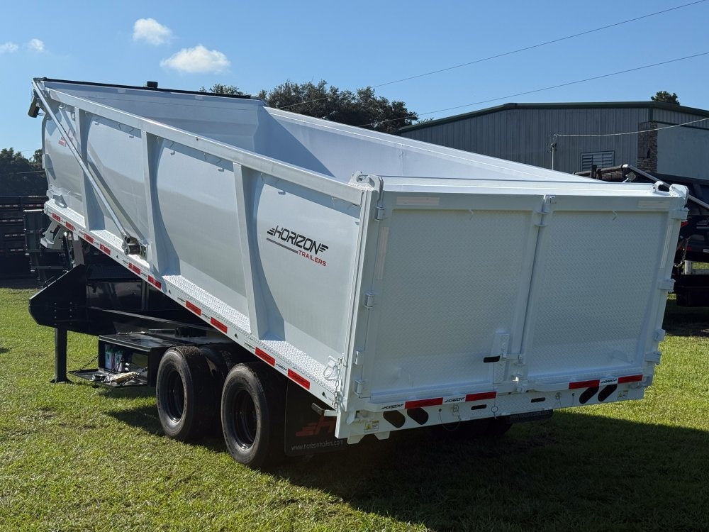 20' HZH GN Dump Trailer w/ 4' Walls (2) 10k Axles, 3-Way Door, Hydraulic Jacks - Gooseneck Dump - Dump Trailers - TrailerSwap