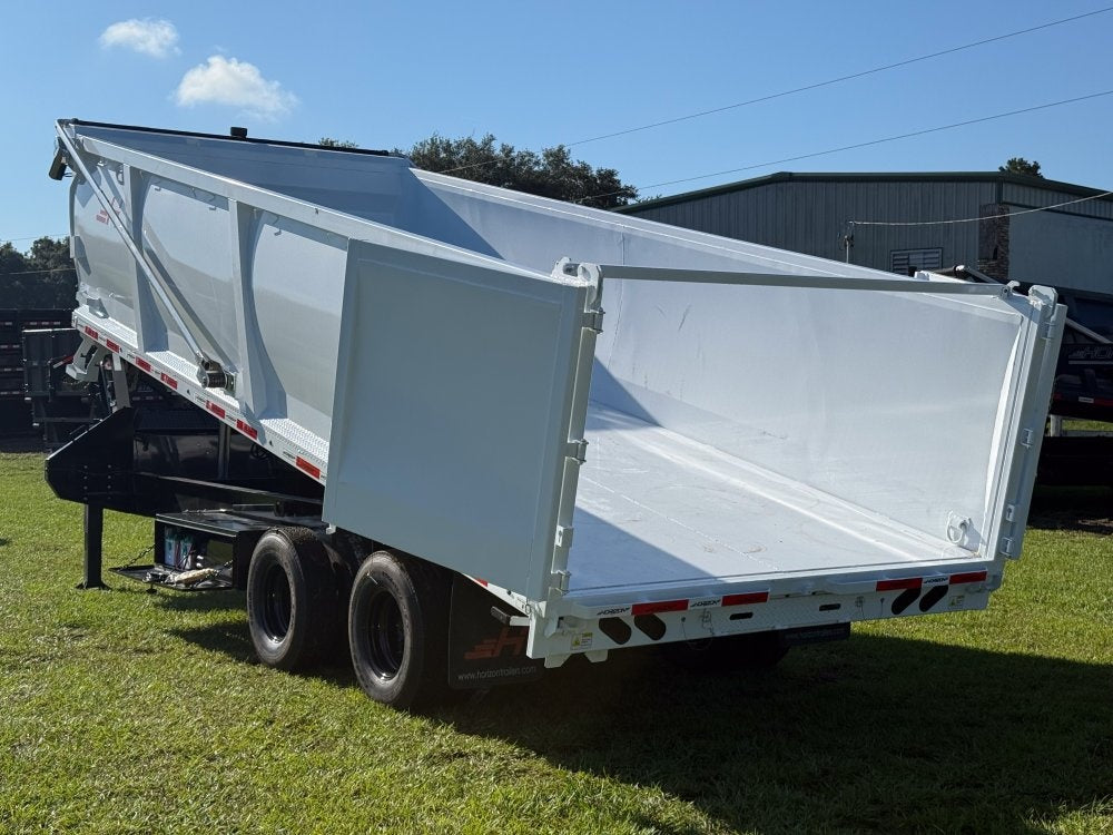 20' HZH GN Dump Trailer w/ 4' Walls (2) 10k Axles, 3-Way Door, Hydraulic Jacks - Gooseneck Dump - Dump Trailers - TrailerSwap
