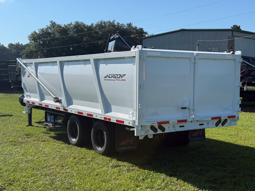 20' HZH GN Dump Trailer w/ 4' Walls (2) 10k Axles, 3-Way Door, Hydraulic Jacks - Gooseneck Dump - Dump Trailers - TrailerSwap