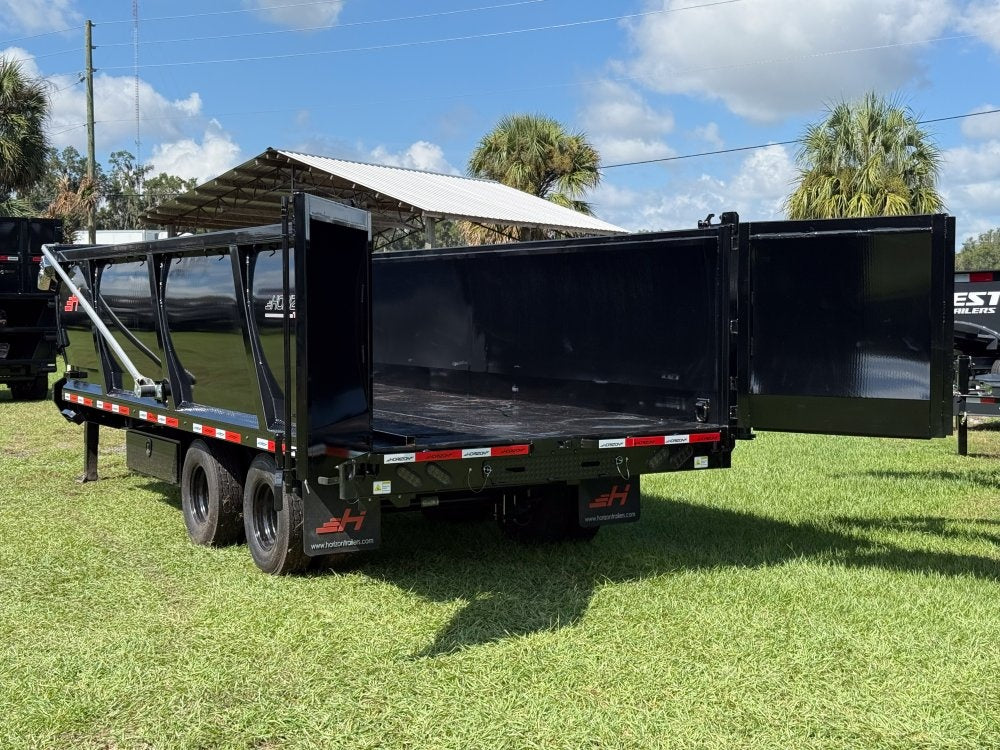 20' HZH GN Dump Trailer w/ 4' Walls (2) 12k Axles, 3-Way Door, Hydraulic Jacks - Gooseneck Dump - Dump Trailers - TrailerSwap