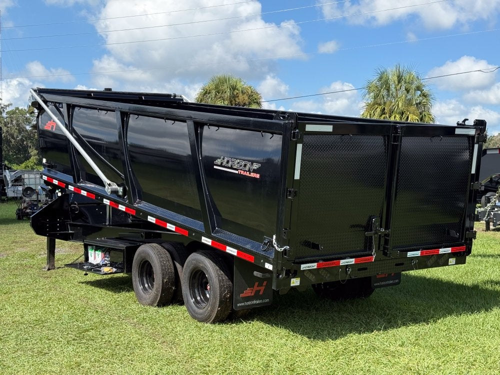 20' HZH GN Dump Trailer w/ 4' Walls (2) 12k Axles, 3-Way Door, Hydraulic Jacks - Gooseneck Dump - Dump Trailers - TrailerSwap