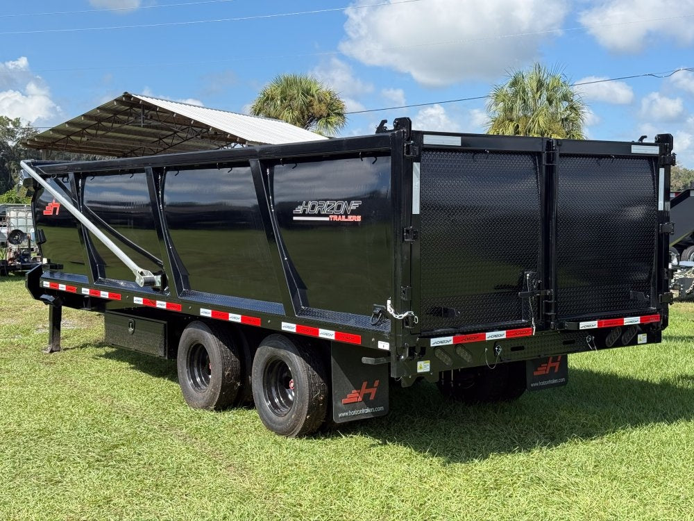 20' HZH GN Dump Trailer w/ 4' Walls (2) 12k Axles, 3-Way Door, Hydraulic Jacks - Gooseneck Dump - Dump Trailers - TrailerSwap