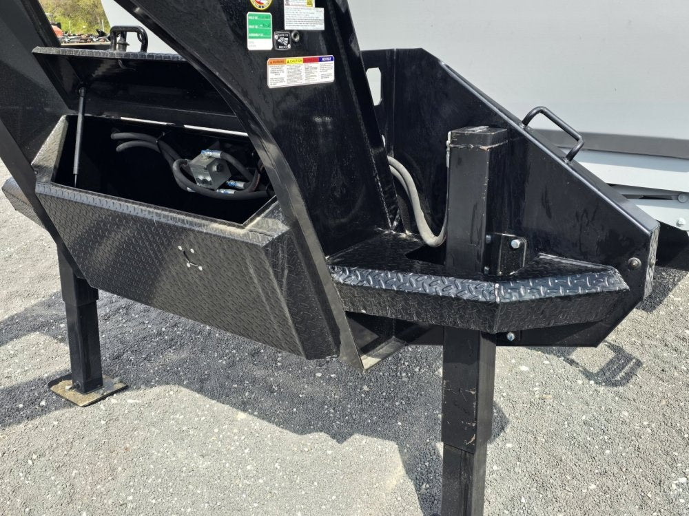 20' HZH GN Dump Trailer w/ 4' Walls (2) 12k Axles, 3-Way Door, Tarp, Hydraulic Jacks - Gooseneck Dump - TrailerSwap