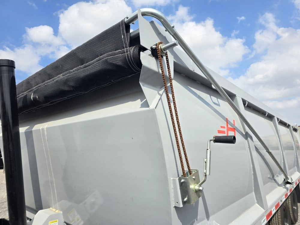 20' HZH GN Dump Trailer w/ 4' Walls (2) 12k Axles, 3-Way Door, Tarp, Hydraulic Jacks - Gooseneck Dump - TrailerSwap