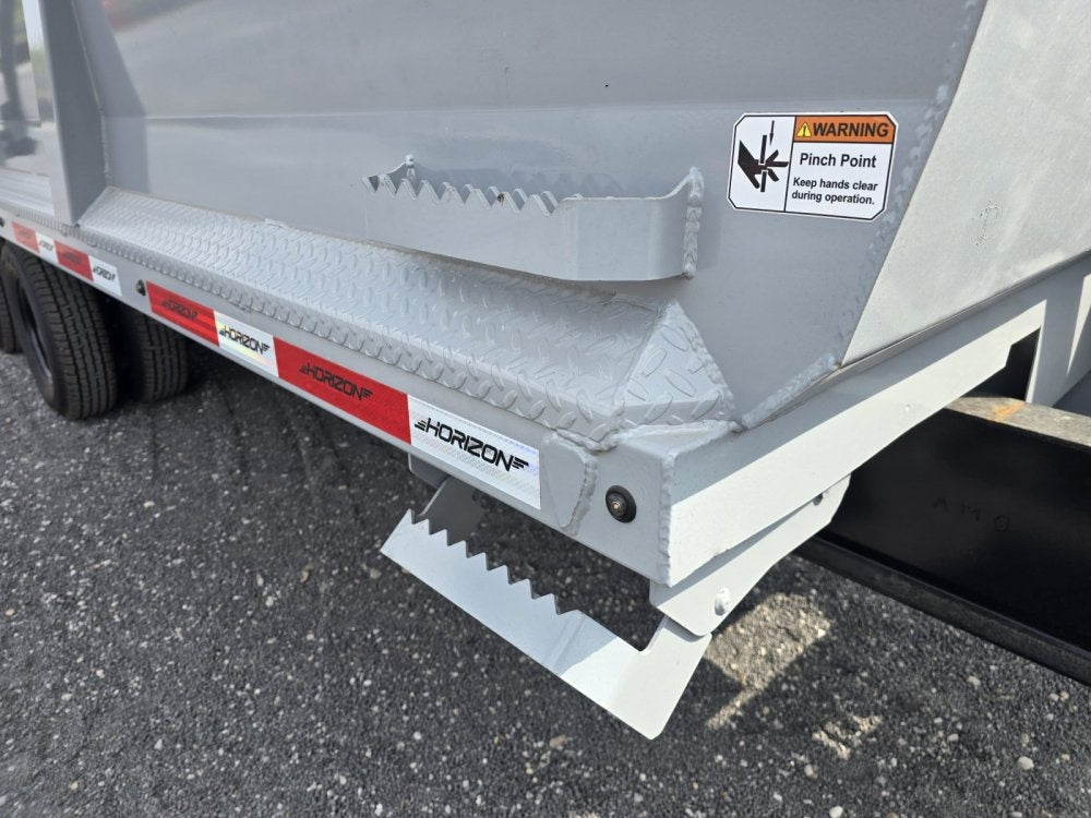 20' HZH GN Dump Trailer w/ 4' Walls (2) 12k Axles, 3-Way Door, Tarp, Hydraulic Jacks - Gooseneck Dump - TrailerSwap