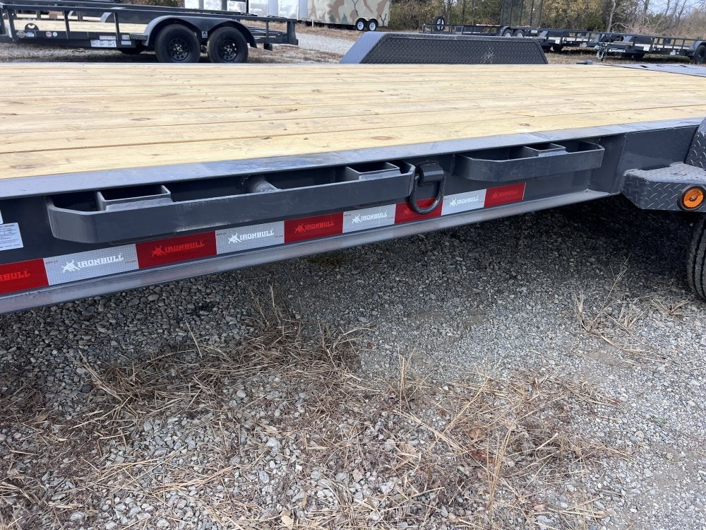 20' Iron Bull EWB Bumper Pull Equipment Trailer Mega Ramps - (2) 7,000 lb Axles - Low Profile Equipment Trailers - TrailerSwap