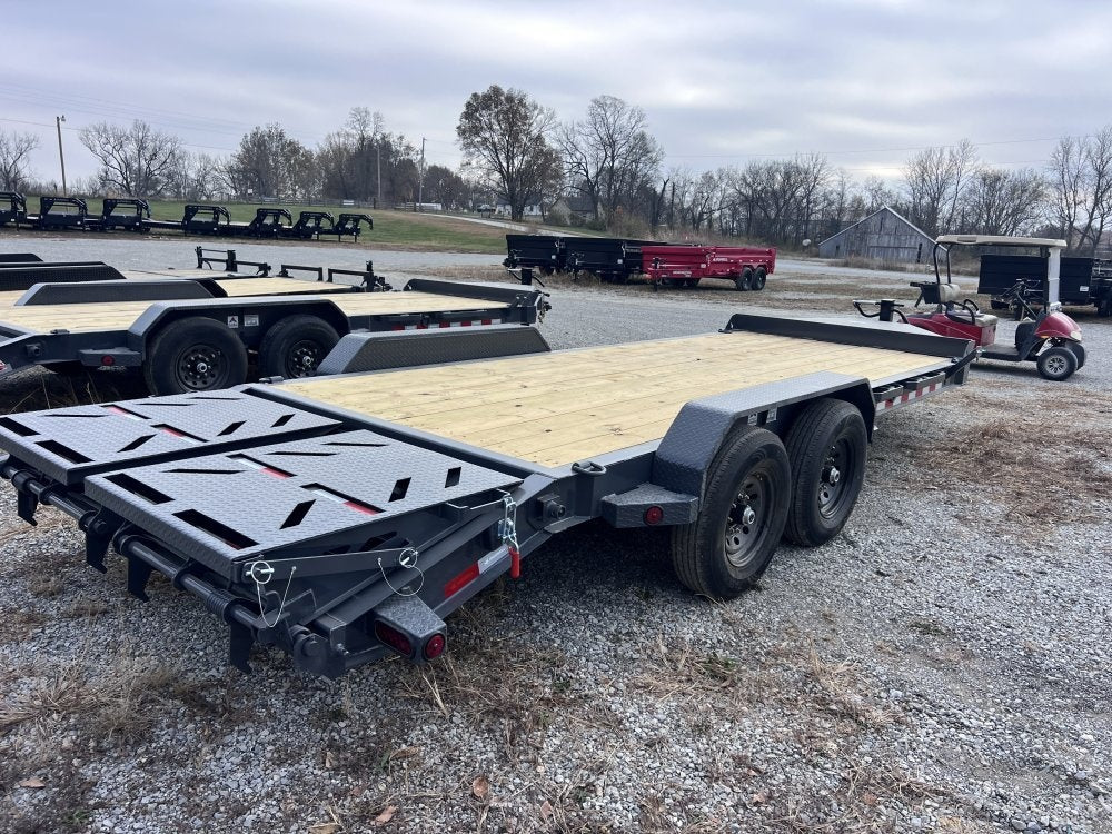 20' Iron Bull EWB Bumper Pull Equipment Trailer Mega Ramps - (2) 7,000 lb Axles - Low Profile Equipment Trailers - TrailerSwap