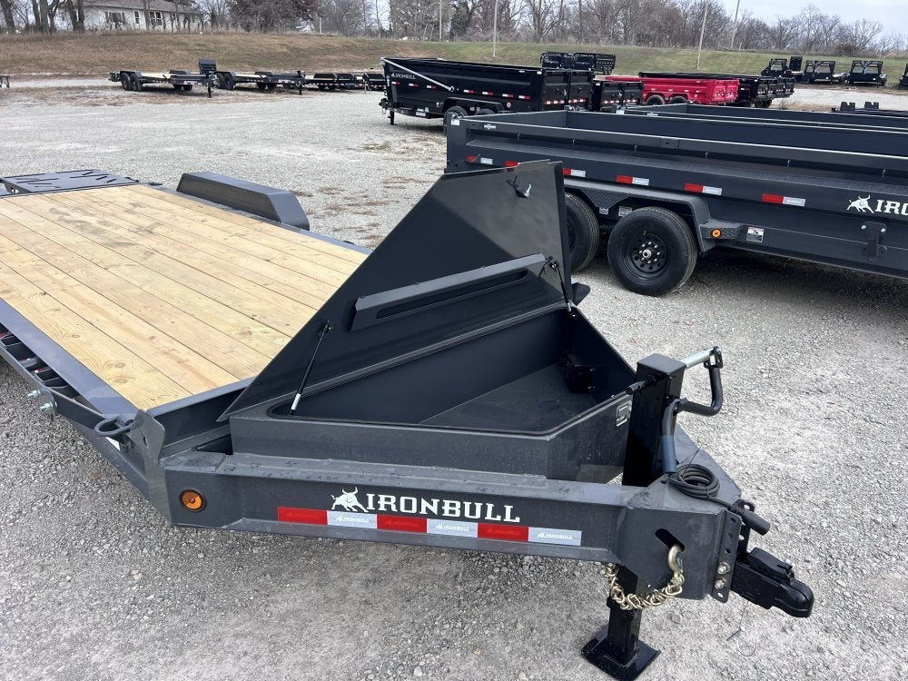 20' Iron Bull EWB Bumper Pull Equipment Trailer Mega Ramps - (2) 7,000 lb Axles - Low Profile Equipment Trailers - TrailerSwap
