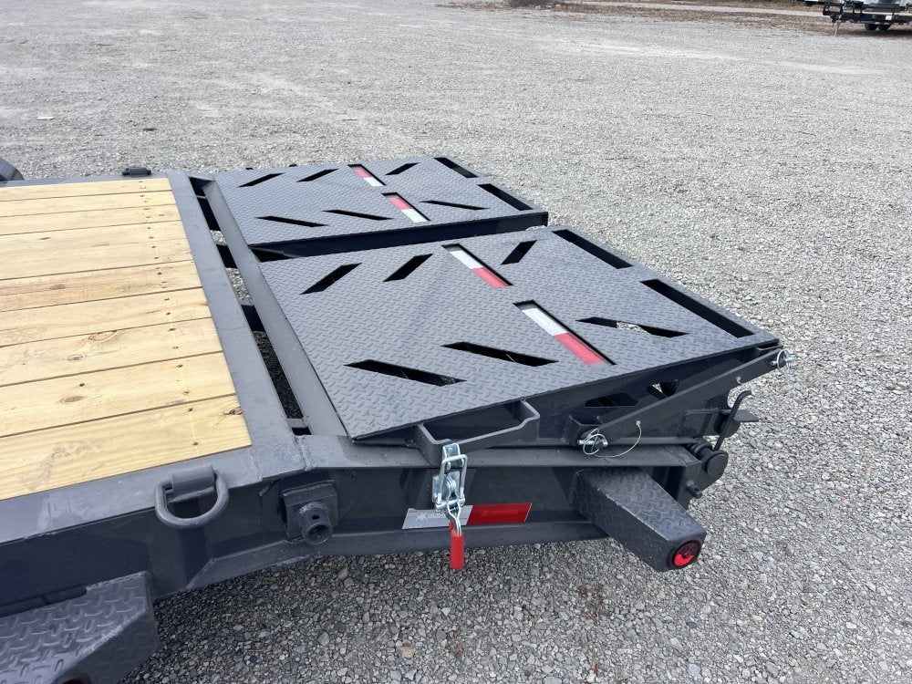 20' Iron Bull EWB Bumper Pull Equipment Trailer Mega Ramps - (2) 7,000 lb Axles - Low Profile Equipment Trailers - TrailerSwap