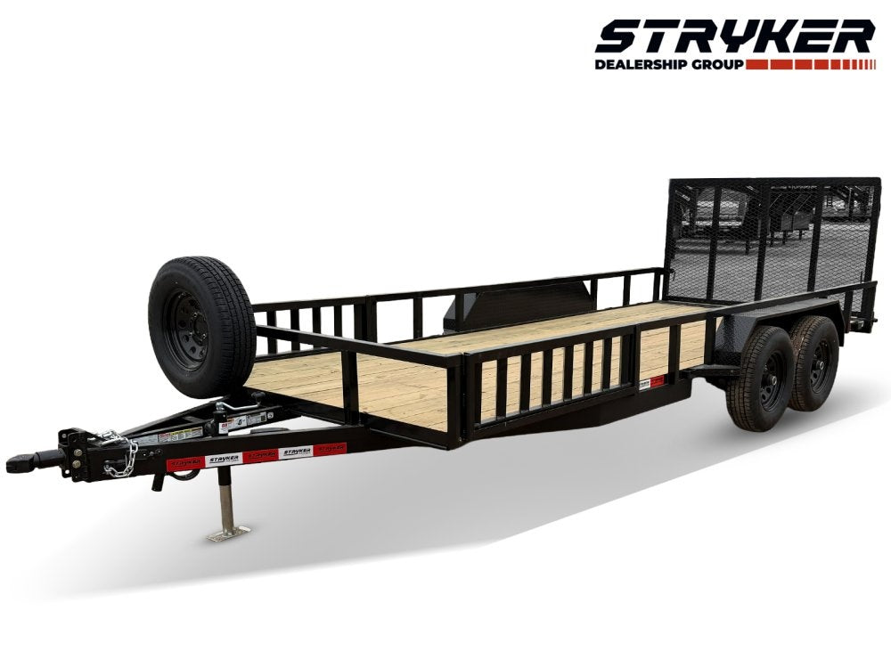 18' Utility Trailer (2) 5.2K Axles, 83" Wide, Side Ramps and 4' Gate 4066