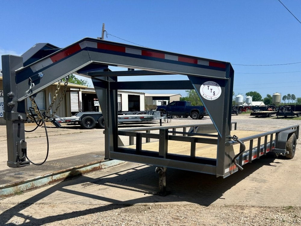 22' Gooseneck Heavy Pipe Rail Equipment Trailer - 6K Axles - Slide In Ramps - Pipe Top Rail - TrailerSwap