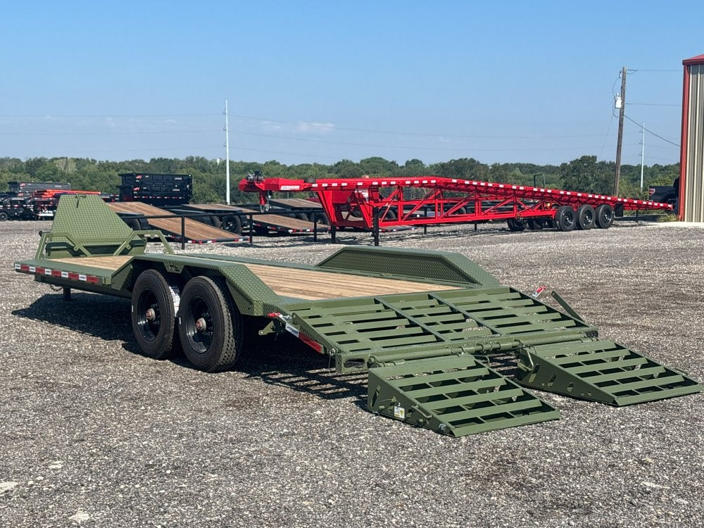 22' HEH Equipment Trailer (2) 10K Axles, Drive Over Fenders, 3' Dove W/ Mountain Ramps - Low Profile Equipment Trailers - TrailerSwap