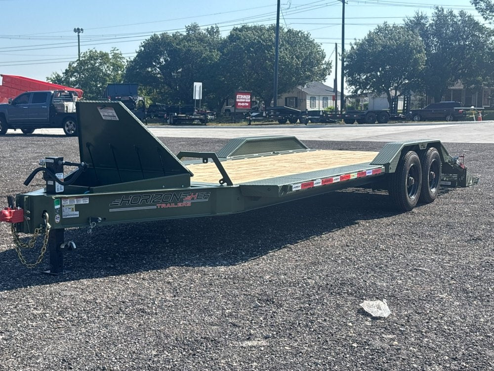 22' HEH Equipment Trailer (2) 10K Axles, Drive Over Fenders, 3' Dove W/ Mountain Ramps - Low Profile Equipment Trailers - TrailerSwap