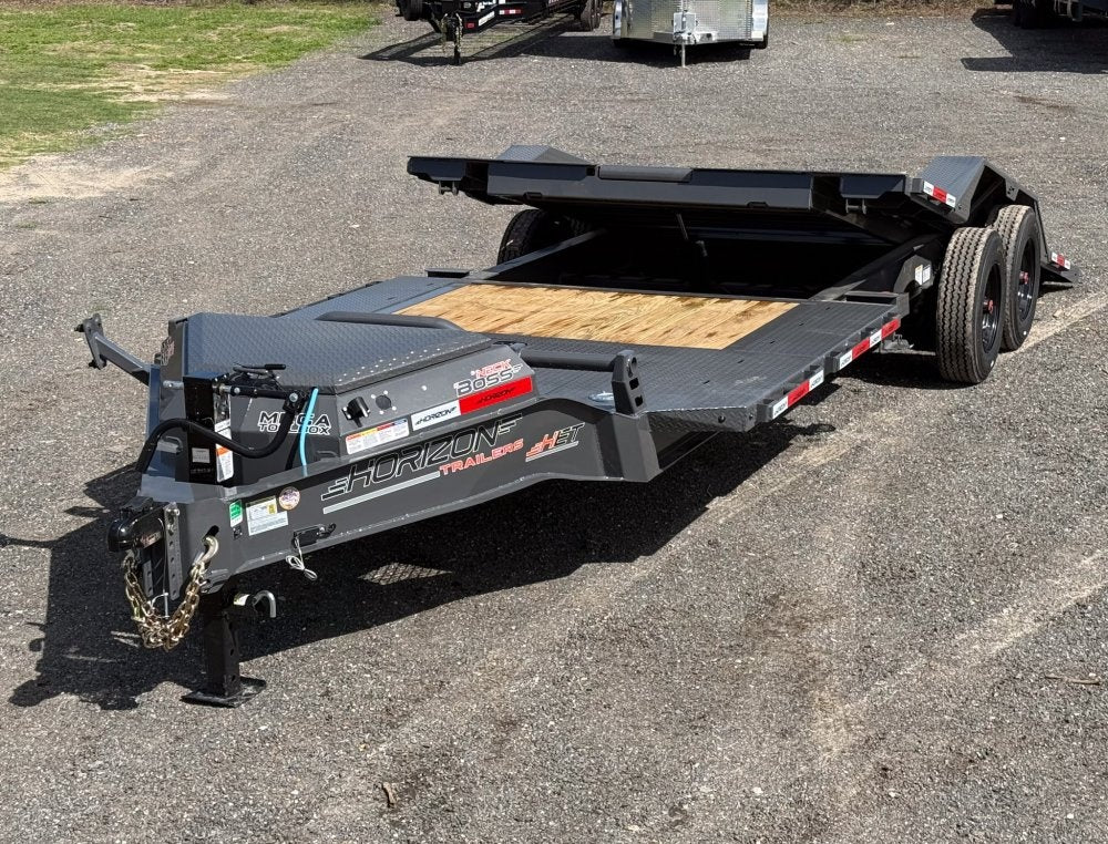 22' HEH Equipment Trailer 82" Wide, W/ 3' Dove W/ Mountain Ramps - Low Profile Equipment Trailers - TrailerSwap