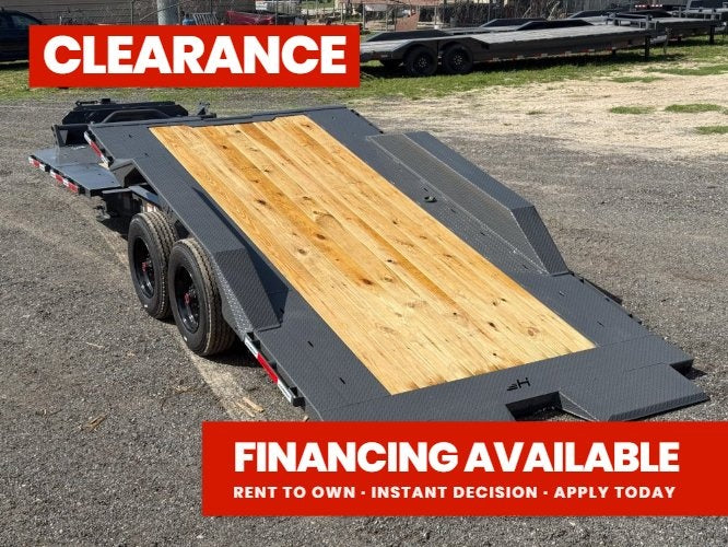 22' HEH Equipment Trailer 82" Wide, W/ 3' Dove W/ Mountain Ramps - Low Profile Equipment Trailers - TrailerSwap