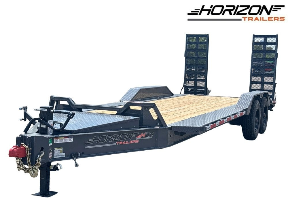 22' HEH Equipment Trailer (2) 10K Axles, Drive Over Fenders, 3' Dove W/Stand Up Ramps - Equipment Trailers - TrailerSwap
