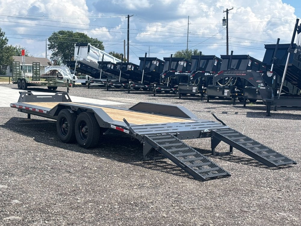 22' HEH Equipment Trailer (2) 10K Axles, Drive Over Fenders, 3' Dove W/Stand Up Ramps - Equipment Trailers - TrailerSwap
