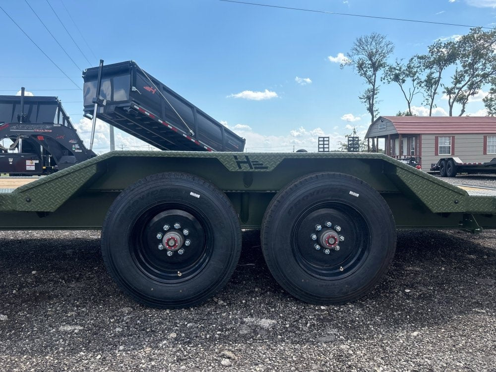 22' HEH Equipment Trailer (2) 10K Axles, Drive Over Fenders, 3' Dove W/Stand Up Ramps - Equipment Trailers - TrailerSwap