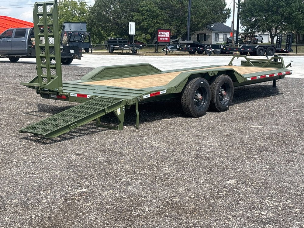 22' HEH Equipment Trailer (2) 10K Axles, Drive Over Fenders, 3' Dove W/Stand Up Ramps - Equipment Trailers - TrailerSwap