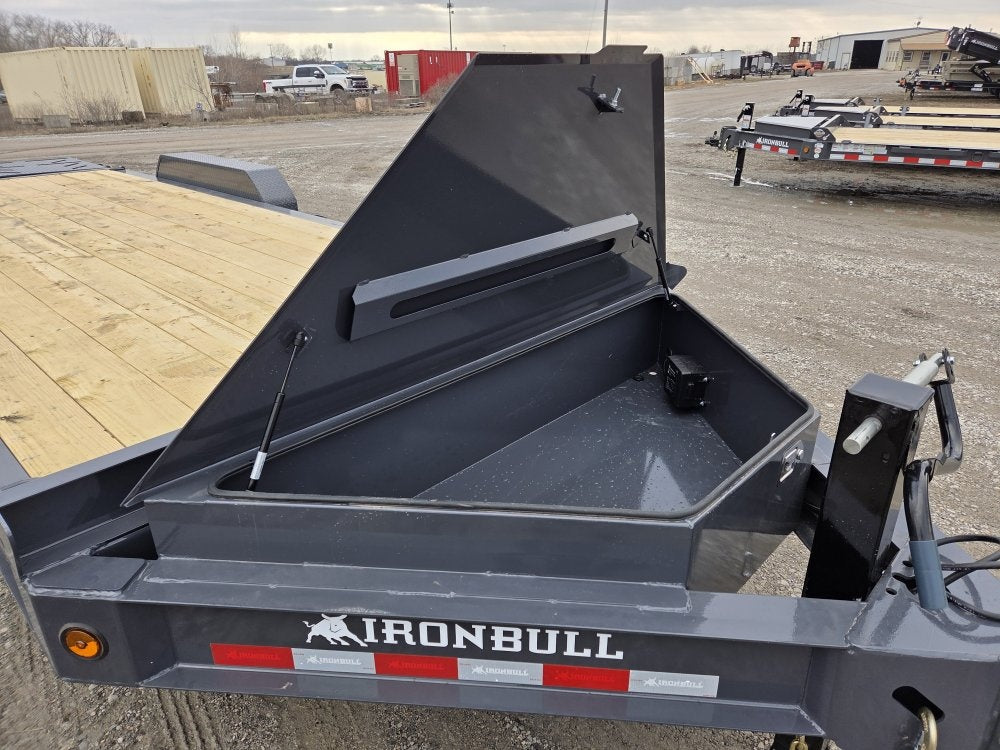 22' Iron Bull EWB Bumper Pull Equipment Trailer Mega Ramps - (2) 7,000 lb Axles - Equipment Tilt - TrailerSwap