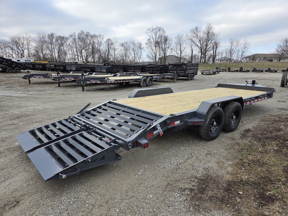 22' Iron Bull EWB Bumper Pull Equipment Trailer Mega Ramps - (2) 7,000 lb Axles - Equipment Trailers - TrailerSwap