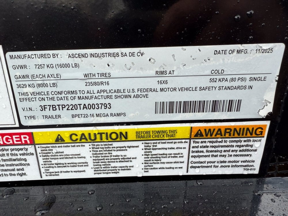 22' Stryker SET Bumper Pull Equipment Trailer DOF - (2) 8K Axles - Equipment Trailers - TrailerSwap