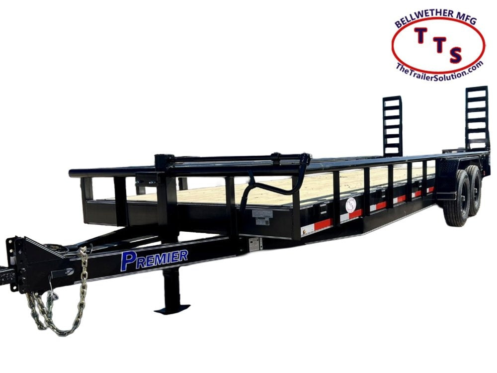 24' Equipment Trailer - 7K Axles - Stand Up Ramps - Pipe Top Rail - TrailerSwap