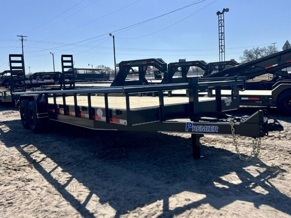 24' Equipment Trailer - 7K Axles - Stand Up Ramps - Pipe Top Rail - TrailerSwap