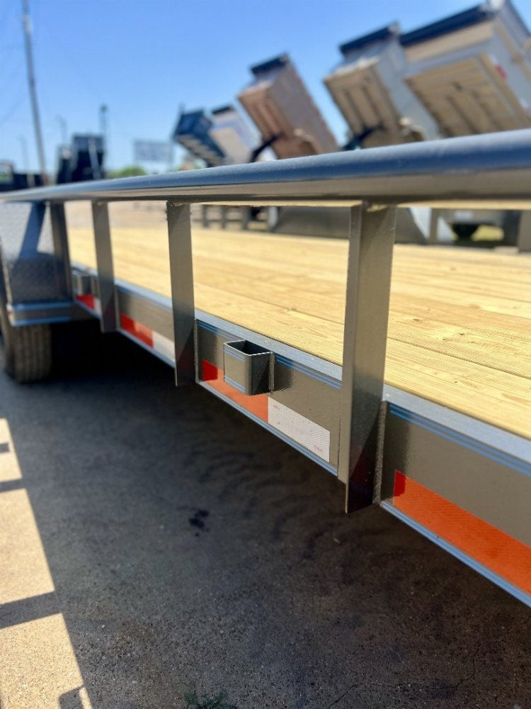 24' Gooseneck Heavy Pipe Rail Equipment Trailer - 6K Axles - Slide In Ramps - Pipe Top Rail - TrailerSwap