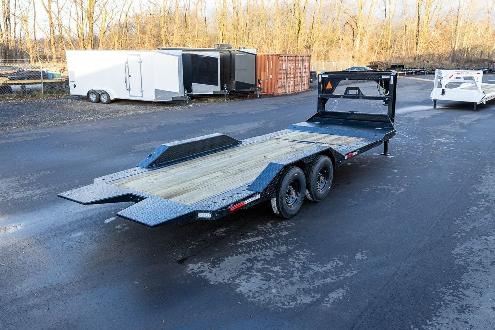 24' GTX Gooseneck Gravity Tilt (2) 7k Torsion Axles 4' Stationary Deck - Hotshot Non-CDL - TrailerSwap