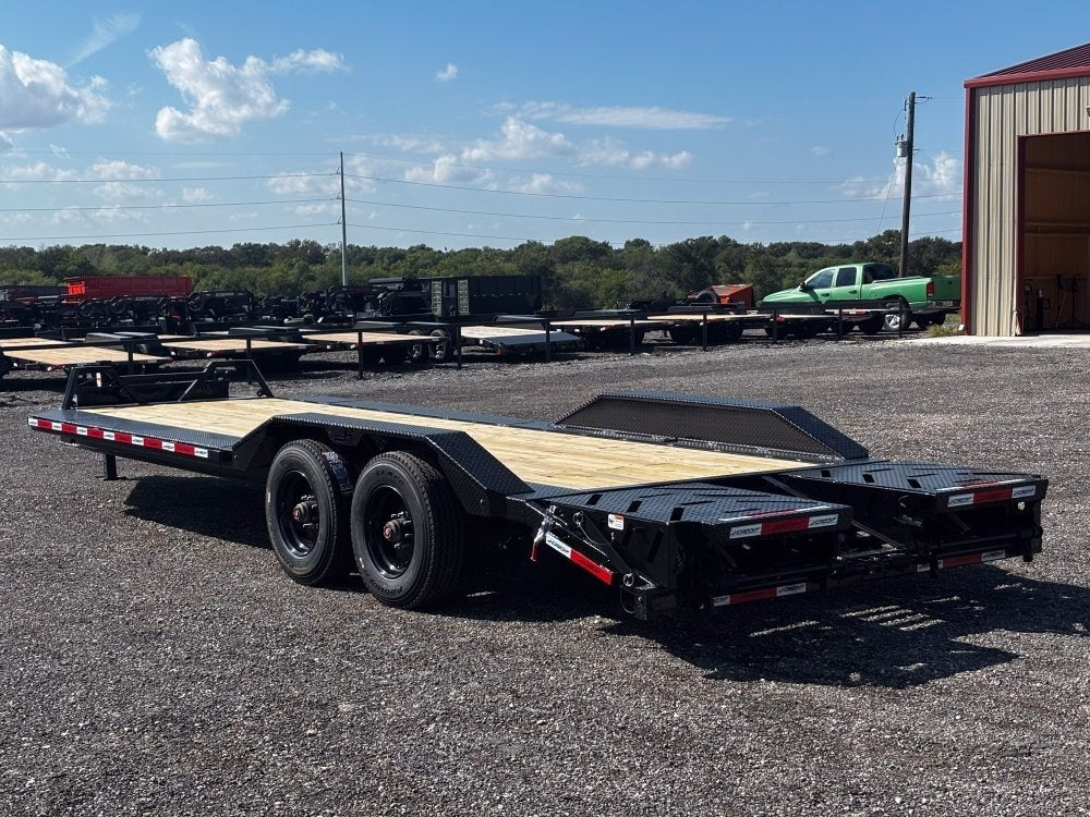 24' HEH Bumper Pull Equipment Trailer (2) 10K Axles, Drive Over Fenders, 3' Dove W/ Mountain Ramps - Low Profile Equipment Trailers - TrailerSwap