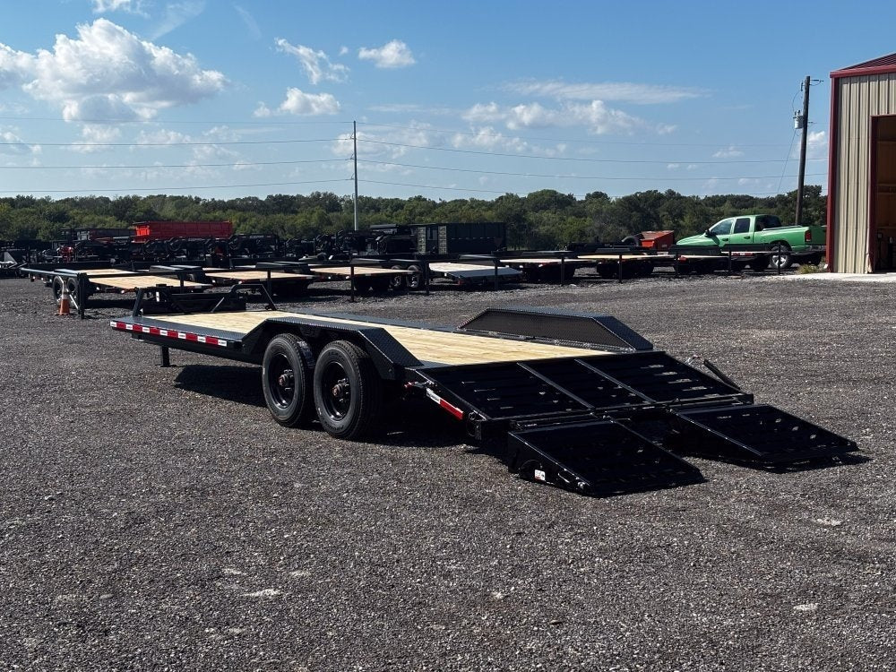 24' HEH Bumper Pull Equipment Trailer (2) 10K Axles, Drive Over Fenders, 3' Dove W/ Mountain Ramps - Low Profile Equipment Trailers - TrailerSwap
