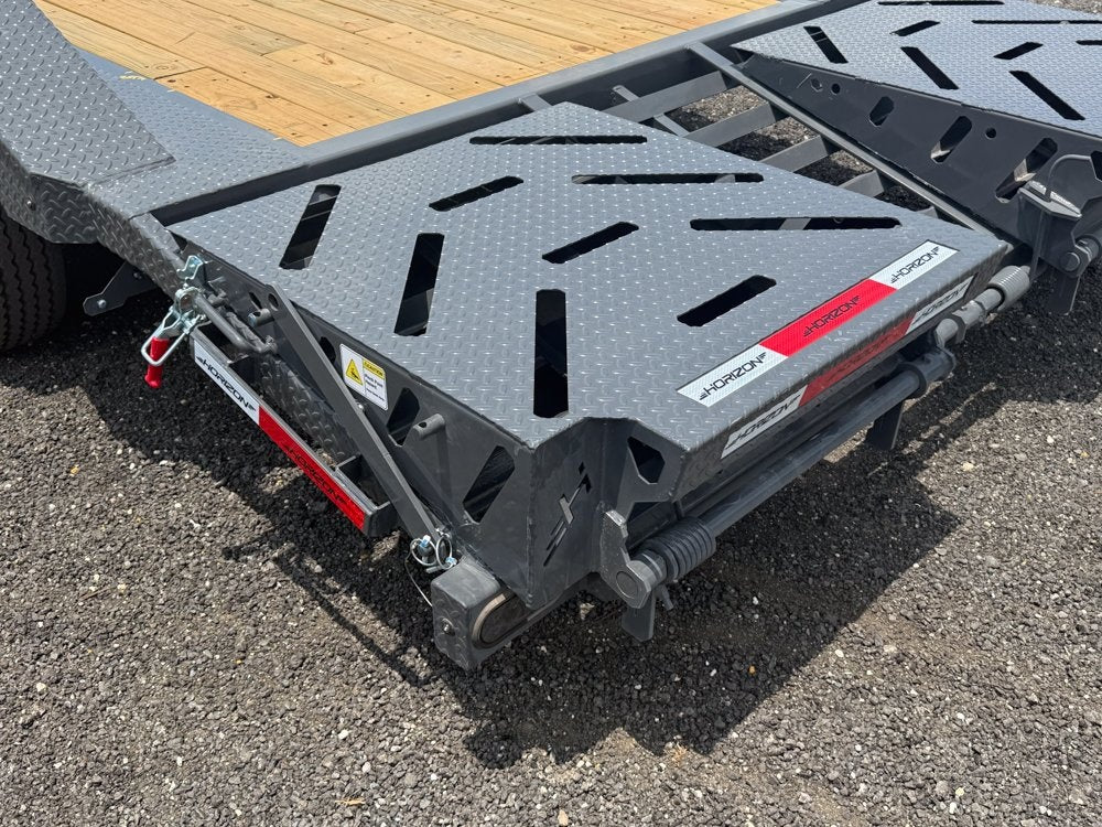 24' HEH Bumper Pull Equipment Trailer (2) 10K Axles, Drive Over Fenders, 3' Dove W/ Mountain Ramps - Low Profile Equipment Trailers - TrailerSwap