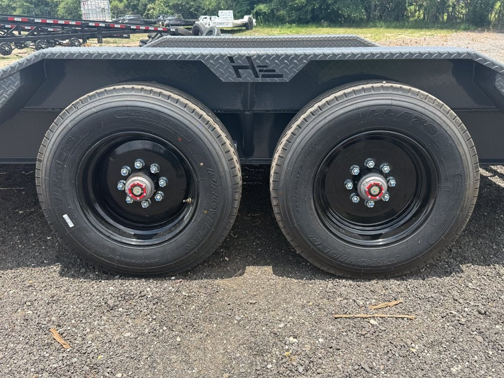 24' HEH Bumper Pull Equipment Trailer (2) 10K Axles, Drive Over Fenders, 3' Dove W/ Mountain Ramps - Low Profile Equipment Trailers - TrailerSwap