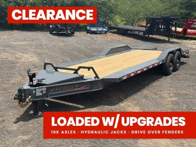 24' HEH Bumper Pull Equipment Trailer (2) 10K Axles, Drive Over Fenders, 3' Dove W/ Mountain Ramps - Low Profile Equipment Trailers - TrailerSwap