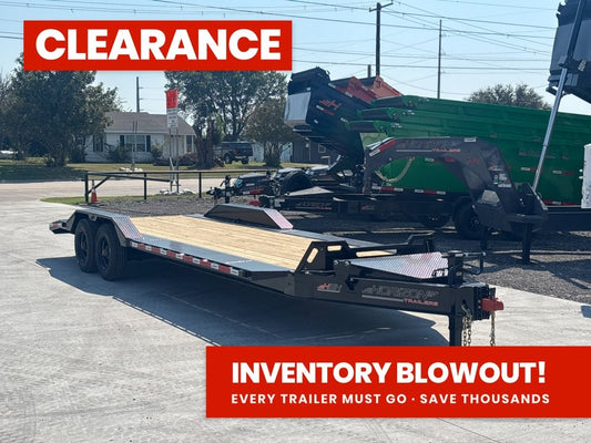 24' HEH Bumper Pull Equipment Trailer (2) 10K Axles, Drive Over Fenders, Slide In Ramps - Low Profile Equipment Trailers - TrailerSwap